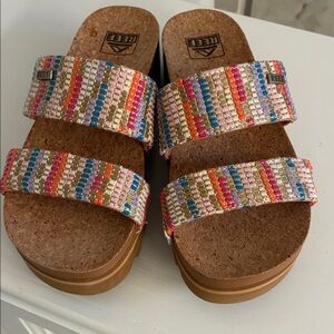Reef Multicolor Woven Sandals with Cork Sole
